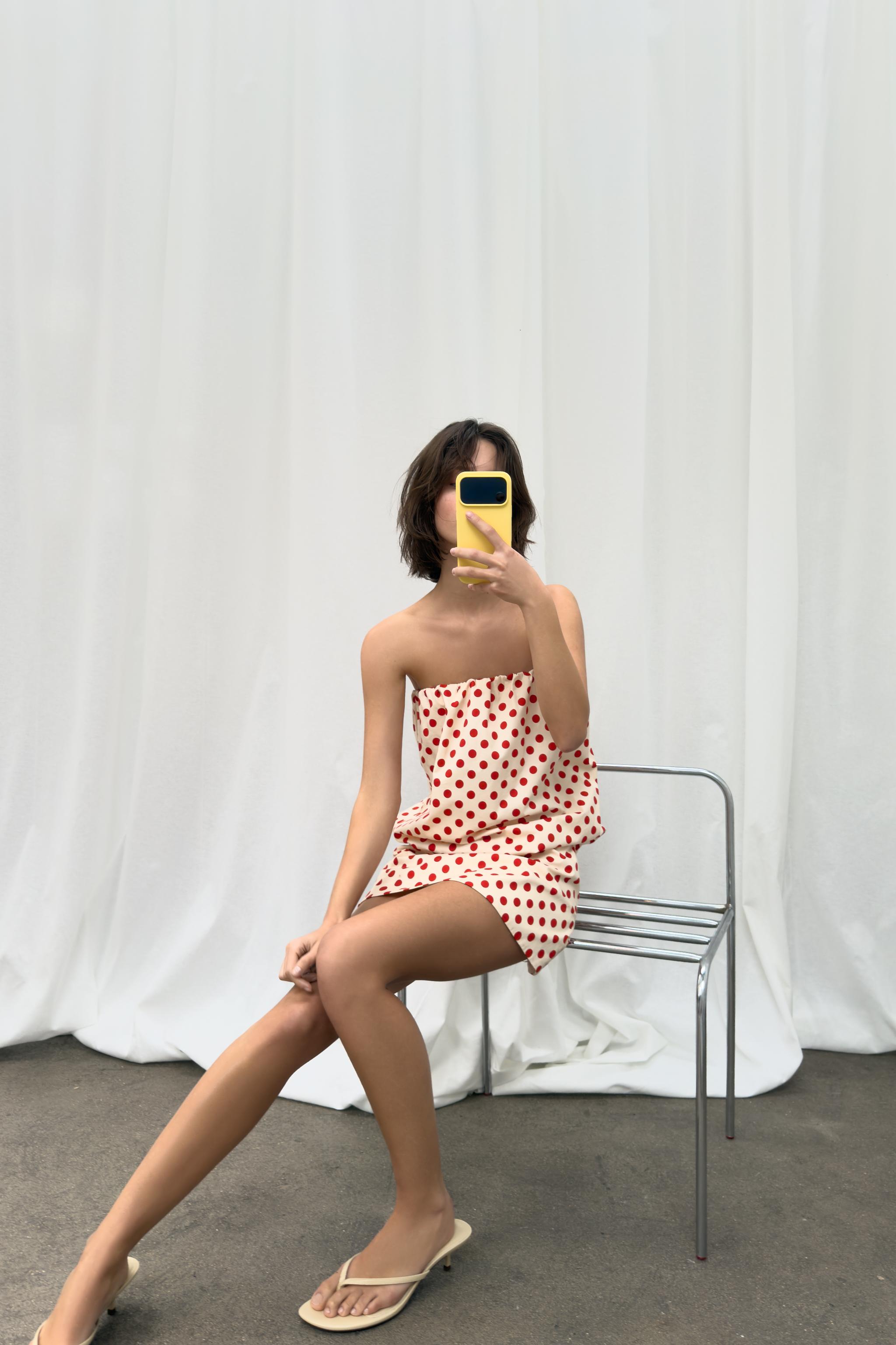 POLKA DOT BANDEAU DRESS